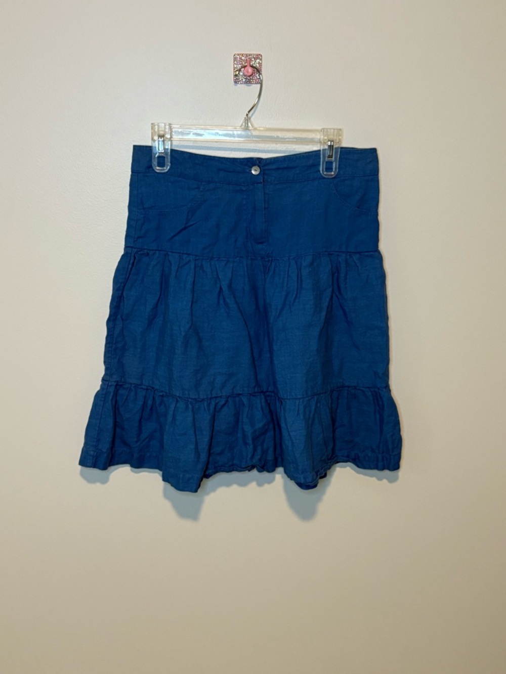 Brora Blue Tiered Linen Skirt